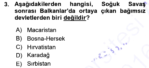 Balkanlarda Siyaset 2015-2016 Ara Sınav - 3. soru