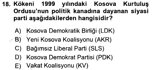 Balkanlarda Siyaset 2016-2017 Ara Sınav - 18. soru