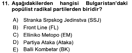 Balkanlarda Siyaset 2017-2018 Ara Sınav - 11. soru