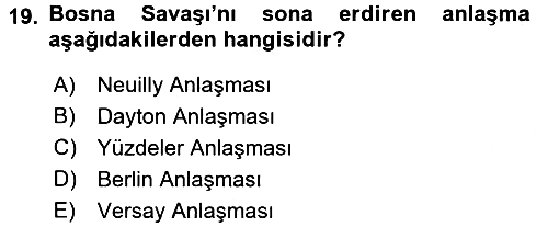 Balkanlarda Siyaset 2017-2018 Ara Sınav - 19. soru
