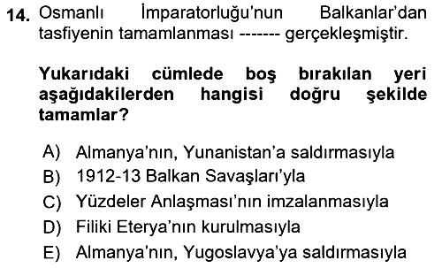 Balkanlarda Siyaset 2018-2019 Ara Sınav - 14. soru