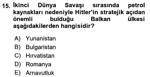 Balkanlarda Siyaset 2023-2024 Ara Sınav - 15. soru
