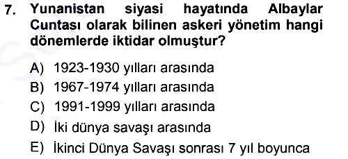Balkanlarda Siyaset 2012-2013 Dönem Sonu Sınavı - 7. soru