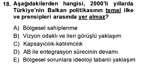 Balkanlarda Siyaset 2014-2015 Dönem Sonu Sınavı - 18. soru
