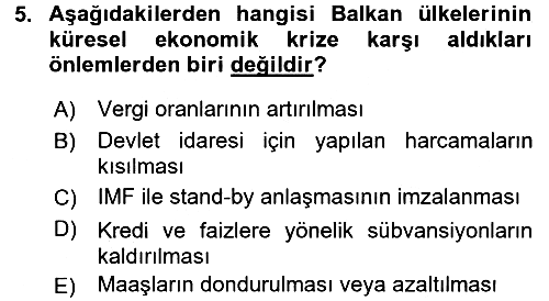 Balkanlarda Siyaset 2015-2016 Dönem Sonu Sınavı - 5. soru