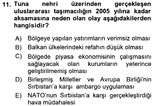 Balkanlarda Siyaset 2015-2016 Dönem Sonu Sınavı - 11. soru