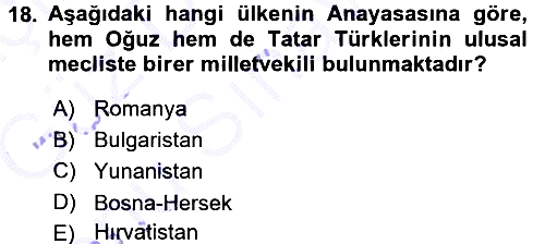 Balkanlarda Siyaset 2015-2016 Dönem Sonu Sınavı - 18. soru