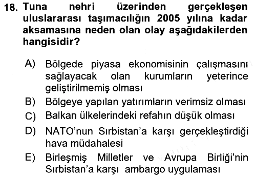 Balkanlarda Siyaset 2017-2018 Dönem Sonu Sınavı - 18. soru