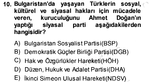 Balkanlarda Siyaset 2013-2014 Tek Ders Sınavı - 10. soru