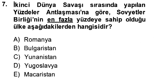 Balkanlarda Siyaset 2014-2015 Tek Ders Sınavı - 7. soru