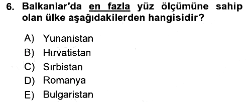Balkanlarda Siyaset 2015-2016 Tek Ders Sınavı - 6. soru