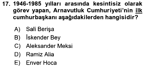 Balkanlarda Siyaset 2015-2016 Tek Ders Sınavı - 17. soru