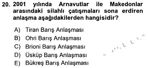 Balkanlarda Siyaset 2018-2019 Yaz Okulu Sınavı - 20. soru