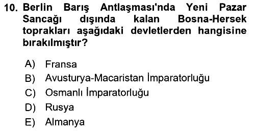 Balkanlarda Siyaset 2023-2024 Yaz Okulu Sınavı - 10. soru