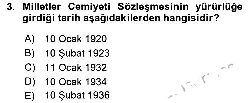 Diplomasi Tarihi 2016-2017 3 Ders Sınavı - 3. soru
