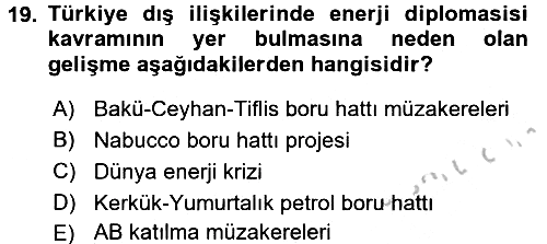 Diplomasi Tarihi 2016-2017 3 Ders Sınavı - 19. soru