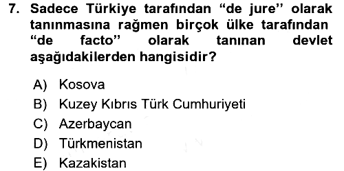 Diplomasi Tarihi 2017-2018 3 Ders Sınavı - 7. soru
