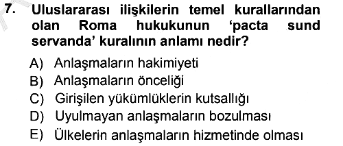 Diplomasi Tarihi 2012-2013 Ara Sınav - 7. soru