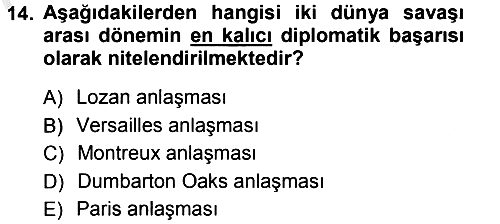 Diplomasi Tarihi 2012-2013 Ara Sınav - 14. soru
