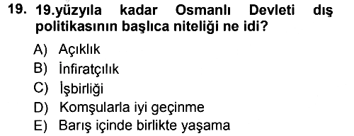 Diplomasi Tarihi 2012-2013 Ara Sınav - 19. soru