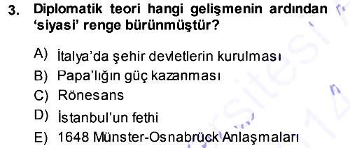 Diplomasi Tarihi 2013-2014 Ara Sınav - 3. soru