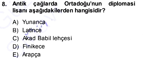 Diplomasi Tarihi 2013-2014 Ara Sınav - 8. soru