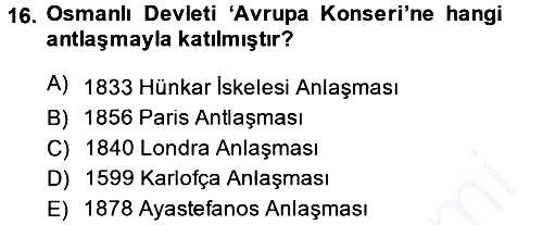 Diplomasi Tarihi 2013-2014 Ara Sınav - 16. soru