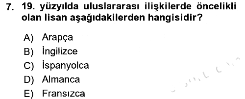 Diplomasi Tarihi 2017-2018 Ara Sınav - 7. soru