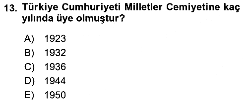 Diplomasi Tarihi 2019-2020 Ara Sınav - 13. soru