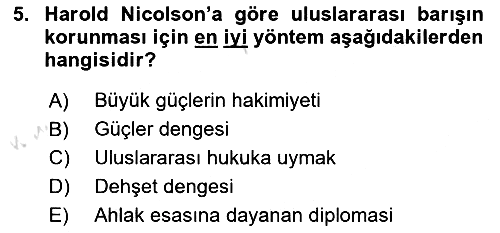 Diplomasi Tarihi 2021-2022 Ara Sınav - 5. soru