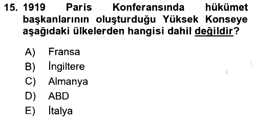 Diplomasi Tarihi 2021-2022 Ara Sınav - 15. soru