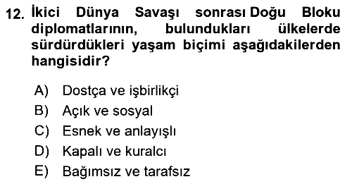 Diplomasi Tarihi 2023-2024 Ara Sınav - 12. soru