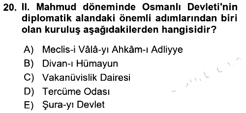 Diplomasi Tarihi 2023-2024 Ara Sınav - 20. soru