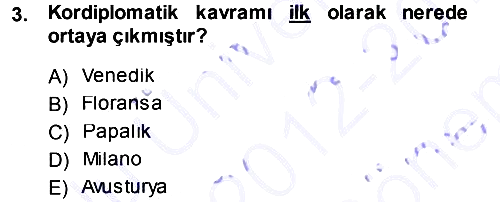 Diplomasi Tarihi 2012-2013 Dönem Sonu Sınavı - 3. soru