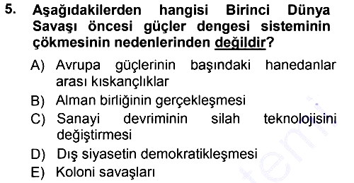 Diplomasi Tarihi 2012-2013 Dönem Sonu Sınavı - 5. soru