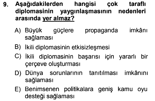 Diplomasi Tarihi 2012-2013 Dönem Sonu Sınavı - 9. soru