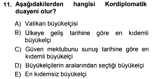 Diplomasi Tarihi 2012-2013 Dönem Sonu Sınavı - 11. soru