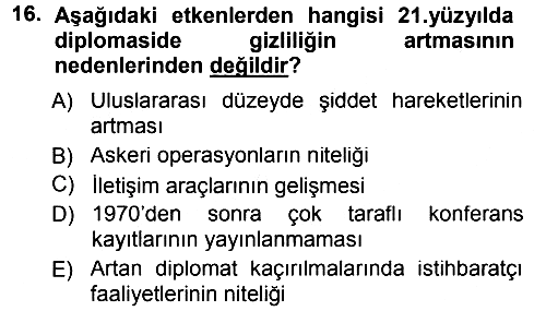 Diplomasi Tarihi 2012-2013 Dönem Sonu Sınavı - 16. soru