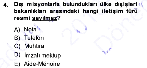 Diplomasi Tarihi 2013-2014 Dönem Sonu Sınavı - 4. soru