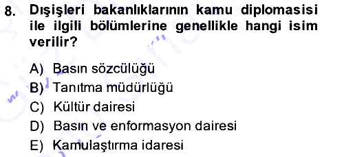 Diplomasi Tarihi 2013-2014 Dönem Sonu Sınavı - 8. soru