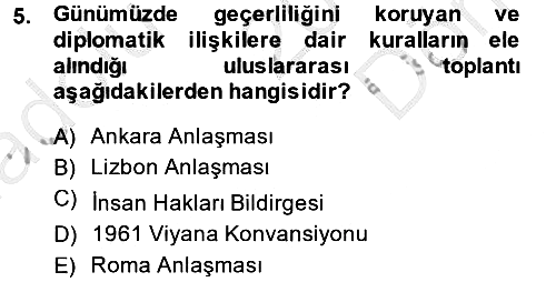 Diplomasi Tarihi 2014-2015 Dönem Sonu Sınavı - 5. soru