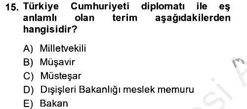 Diplomasi Tarihi 2014-2015 Dönem Sonu Sınavı - 15. soru