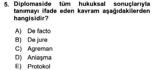 Diplomasi Tarihi 2015-2016 Dönem Sonu Sınavı - 5. soru