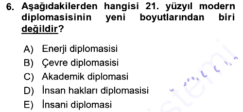 Diplomasi Tarihi 2015-2016 Dönem Sonu Sınavı - 6. soru