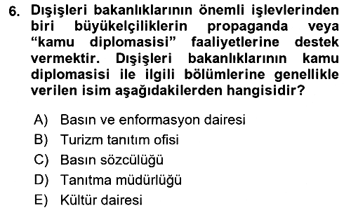 Diplomasi Tarihi 2021-2022 Dönem Sonu Sınavı - 6. soru