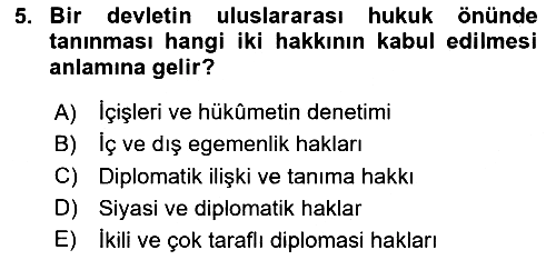 Diplomasi Tarihi 2024-2025 Dönem Sonu Sınavı - 5. soru