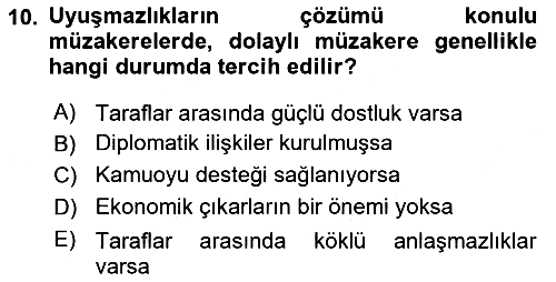 Diplomasi Tarihi 2024-2025 Dönem Sonu Sınavı - 10. soru
