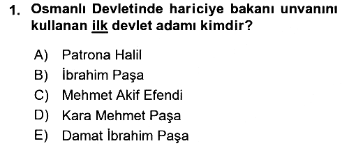 Diplomasi Tarihi 2015-2016 Tek Ders Sınavı - 1. soru