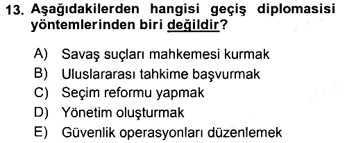 Diplomasi Tarihi 2015-2016 Tek Ders Sınavı - 13. soru