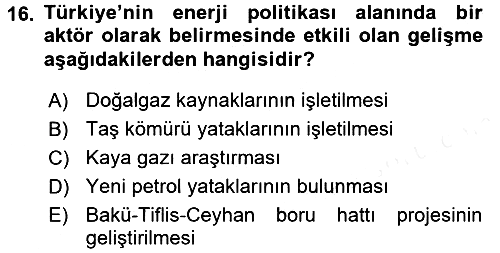 Diplomasi Tarihi 2015-2016 Tek Ders Sınavı - 16. soru